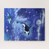 Killer Whales die zwemmen op Full Moon - Tekenkuns Legpuzzel (Horizontaal)