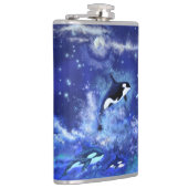 Killer Whales Flask Blue Volle Maan Nacht Heupfles (Rechts)