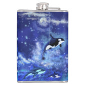 Killer Whales Flask Blue Volle Maan Nacht Heupfles (Achterkant)