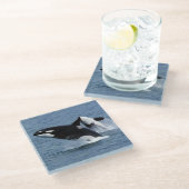 Killer whales glazen onderzetter (Schuin)