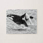 Killer Whales in monochroom, Jigzaag Puzzle Legpuzzel (Horizontaal)