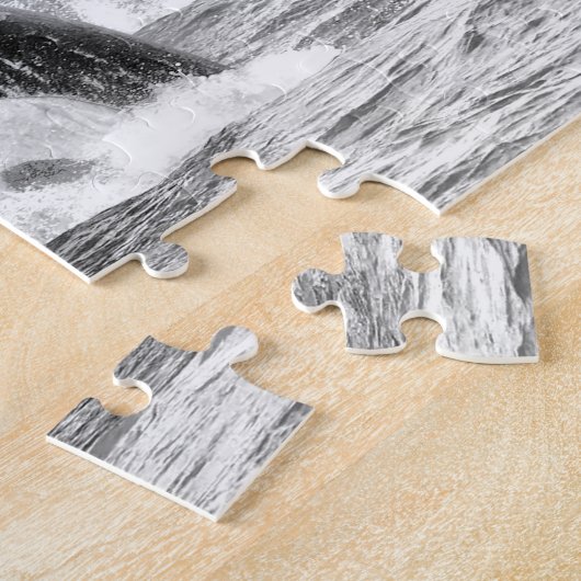 Killer Whales in monochroom, Jigzaag Puzzle Legpuzzel (Zijkant)