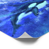 Killer Whales on Blue Full Moon Poster Painting (Hoek)