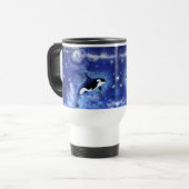 Killer Whales on Blue Full Moon Travel Mug Reisbeker (Voorkant links)