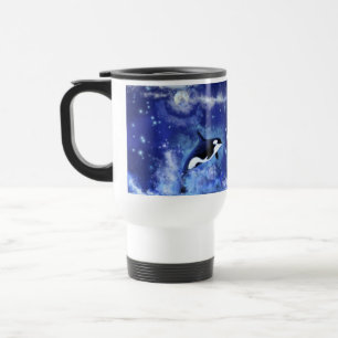 Killer Whales on Blue Full Moon Travel Mug Reisbeker