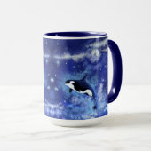 Killer Whales on Full Moon - Art Drager Blue Mok (Voorkant rechts)