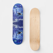 Killer Whales on Full Moon - Art Drager Blue Persoonlijk Skateboard (Voorkant)