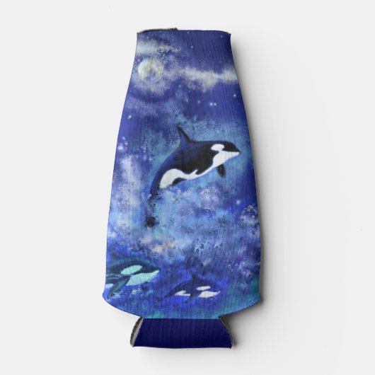 Killer Whales on Full Moon - Art Drawing - Flesjeskoeler (Voorkant)