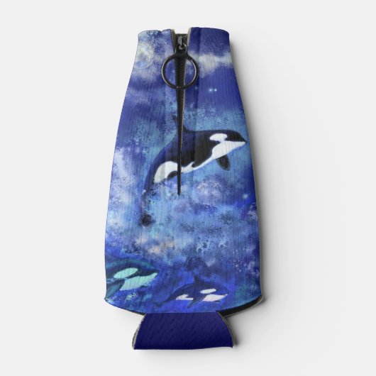 Killer Whales on Full Moon - Art Drawing - Flesjeskoeler (Achterkant)