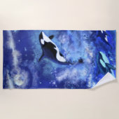 Killer Whales on Full Moon - Art Drawing - Strandlaken (Voorkant)