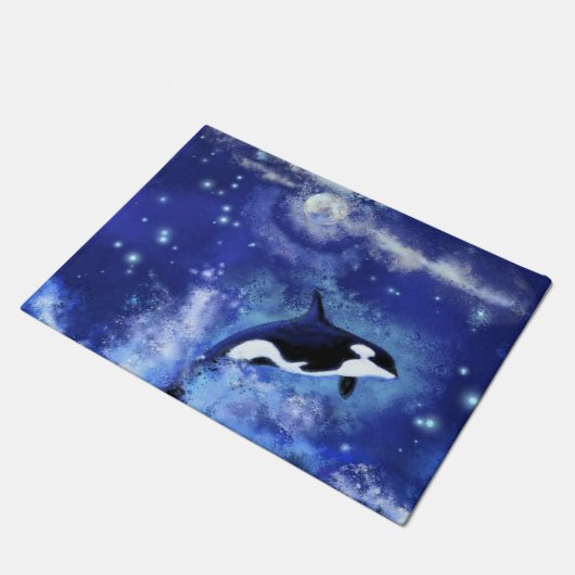 Killer Whales on Full Moon Doormat - Blauw Deurmat (Schuin)