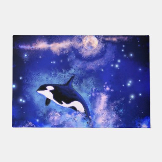 Killer Whales on Full Moon Doormat - Blue Nigh Deurmat (Voorkant)