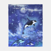 Killer Whales on Full Moon - Kunsttekening Fleece Deken (Voorkant)