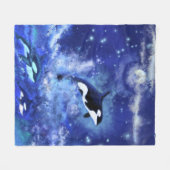 Killer Whales on Full Moon - Kunsttekening Fleece Deken (Voorkant (Horizontaal))