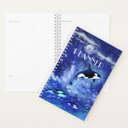 Killer Whales on Full Moon - Kunsttekening Planner (Display)
