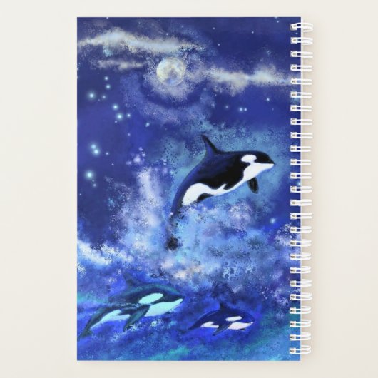 Killer Whales on Full Moon - Kunsttekening Planner (Achterkant)