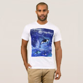 Killer Whales on Full Moon - Kunsttekening T-shirt (Voorkant volledig)