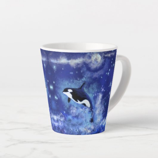 Killer Whales on Full Moon Latte Mok (Rechterhoek)