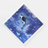 Killer Whales on Full Moon Napkins Blue Night Servet (Hoek)