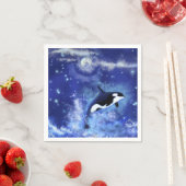 Killer Whales on Full Moon Napkins Blue Servet (Insitu)