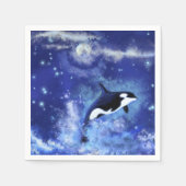 Killer Whales on Full Moon Napkins Blue Servet (Voorkant)