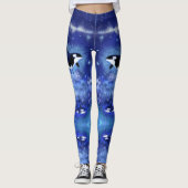 Killer Whales on Full Moon Night - Draaien - Blauw Leggings (Voorkant)