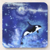 Killer Whales on Full Moon Onderzetter Painting (Voorkant)