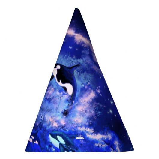 Killer Whales on Full Moon Party Pet - Schilderen Feesthoedjes (Rechts)