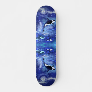 Killer Whales on Full Moon Skateboard - Blauw