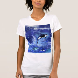 Killer Whales on Full Moon T-Shirt - Schilderen