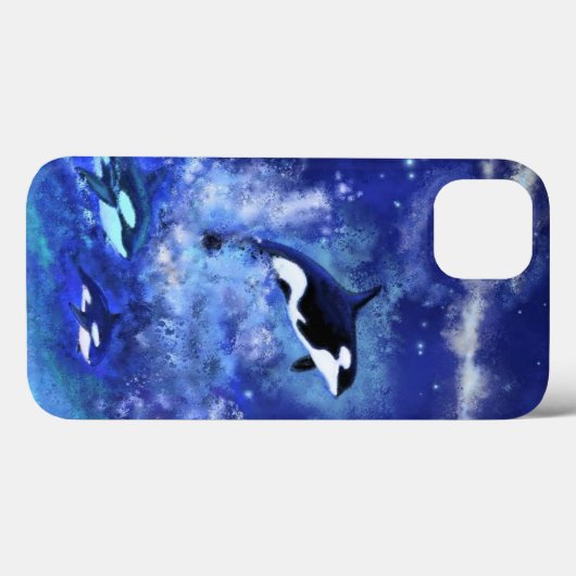 Killer Whales on Full Moon - Tekening Case-Mate iPhone Case (Achterkant (horizontaal))