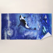 Killer Whales on Full Moon - Tekening Strandlaken (Voorkant)