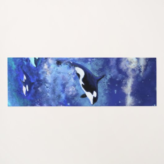 Killer Whales on Full Moon Yoga Mat Blue (Achterkant (horizontaal))