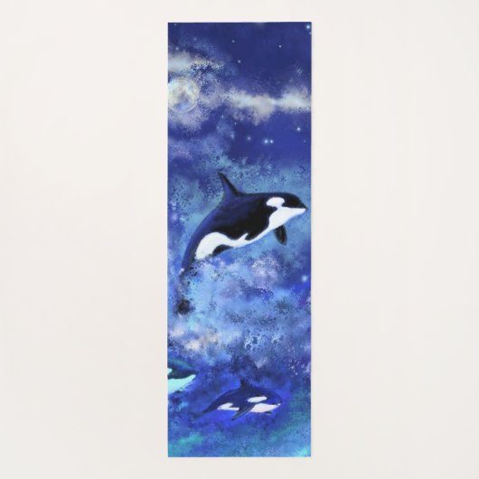 Killer Whales on Full Moon Yoga Mat Blue (Achterkant)
