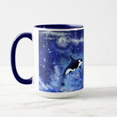 Killer Whales op Blue Full Moon Coffee Mok (Links)
