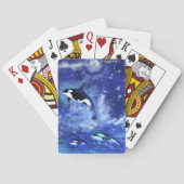 Killer Whales op Full Moon Blue-speelkaarten Cards Pokerkaarten (Achterkant)
