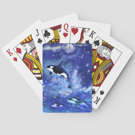 Killer Whales op Full Moon Blue-speelkaarten Cards Pokerkaarten (Achterkant)