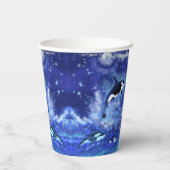 Killer Whales op Full Moon Paper Cups - Schilderen Papieren Bekers (Achterkant)