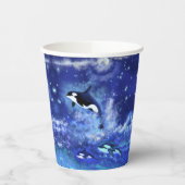 Killer Whales op Full Moon Paper Cups - Schilderen Papieren Bekers (Links)