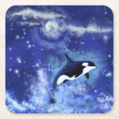 Killer Whales Paper Onderzetter Blue Volle Maan Na (Voorkant)