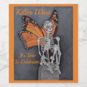 Killer Wine Skelet Personaliseer tekst 6 Labels Wijn Etiket (Enkel label)