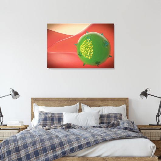 Killercel van het geïnhaleerde immuunsysteem canvas afdruk (Insitu (Slaapkamer))