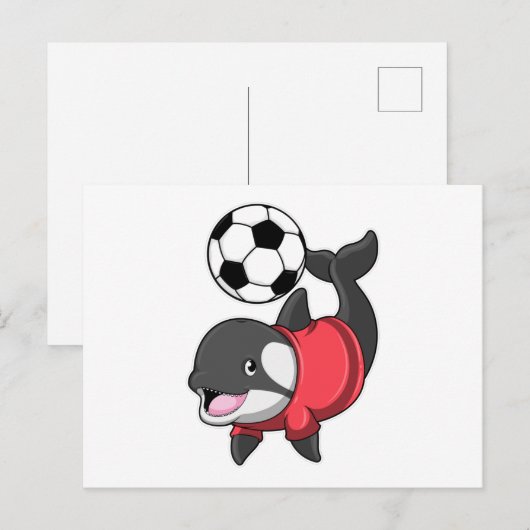 Killerwhale als voetbalspeler met Voetbal Briefkaart (Voorkant / Achterkant)