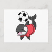 Killerwhale als voetbalspeler met Voetbal Briefkaart (Voorkant)