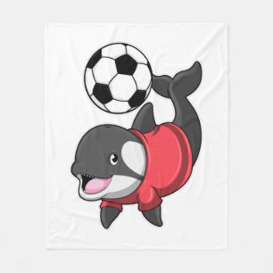 Killerwhale als voetbalspeler met Voetbal Fleece Deken