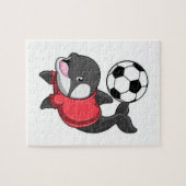 Killerwhale als voetbalspeler met Voetbal Legpuzzel (Horizontaal)