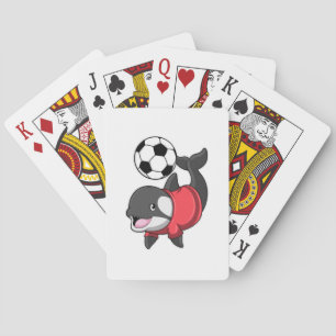 Killerwhale als voetbalspeler met Voetbal Pokerkaarten
