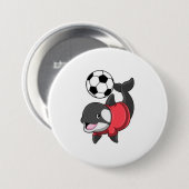 Killerwhale als voetbalspeler met Voetbal Ronde Button 7,6 Cm (Voorkant /achterkant)