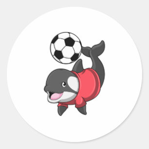 Killerwhale als voetbalspeler met Voetbal Ronde Sticker