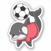 Killerwhale als voetbalspeler met Voetbal Sticker (Voorkant)